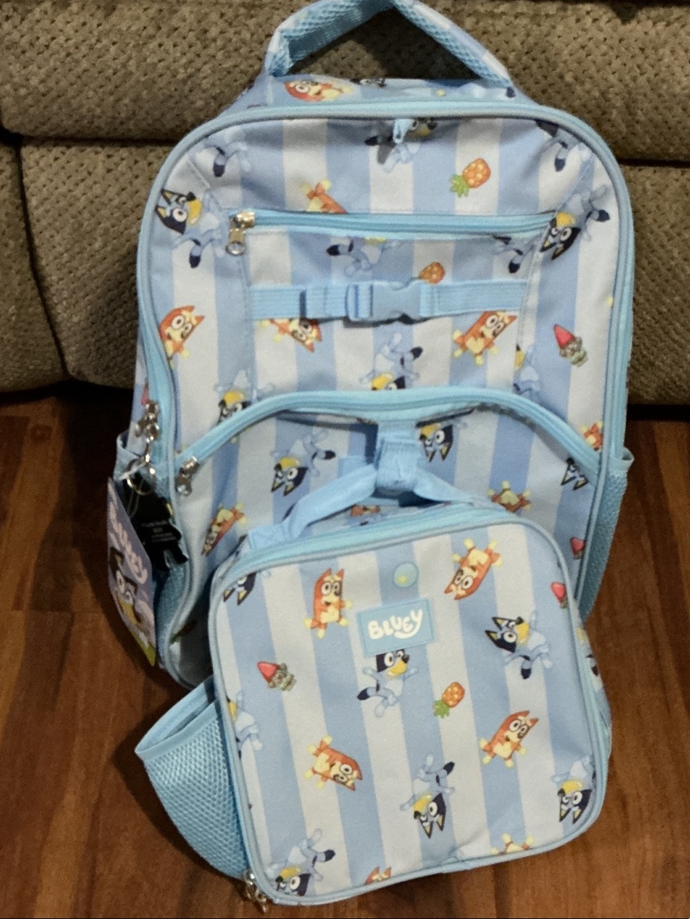 Blue Kids Backpack and Matching Lunch Bag with Cartoon Print nwt fall